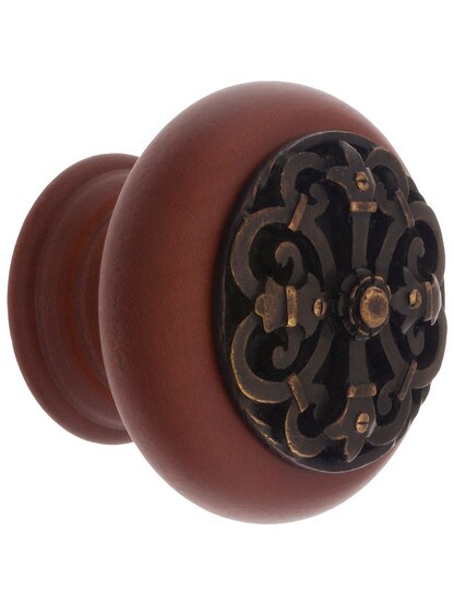 1 1/2 inch Diameter Chateau Knob In Chery/Dark Brass.